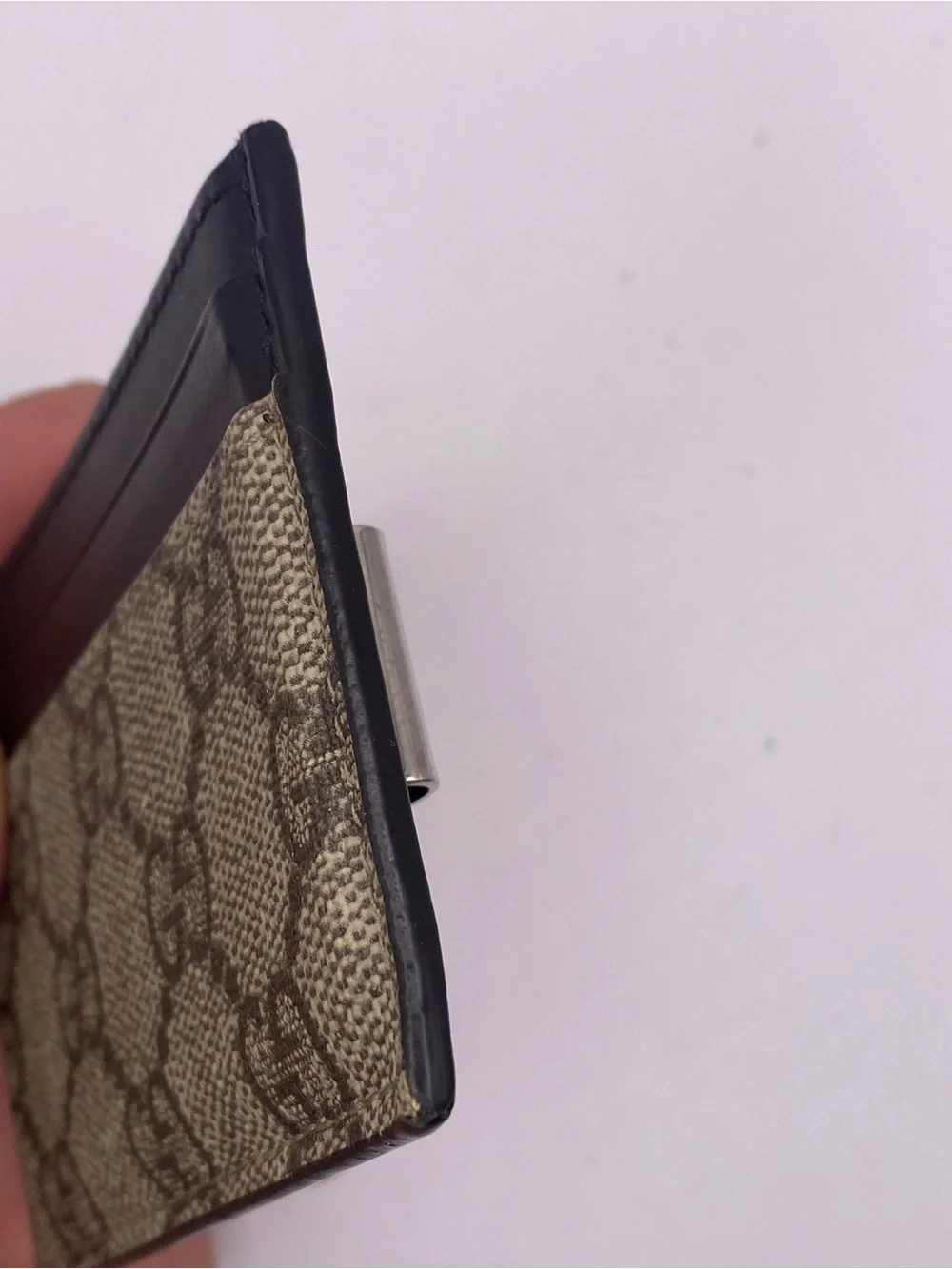 Gucci Beige and Black Monogram Card Sleeve money clip
